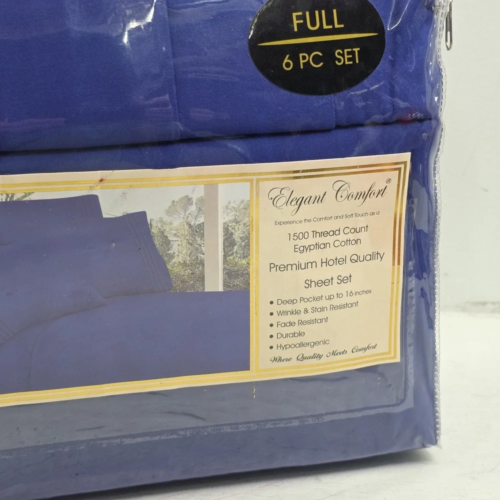 Elegant Comfort Full Bed Sheet Set 6 Pc 1500 Count Egyptian Cotton Deep Pocket